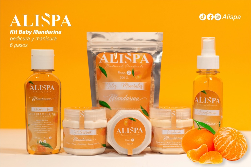 ALISPA kit baby mandarina pedicure y manicure 6 pasos